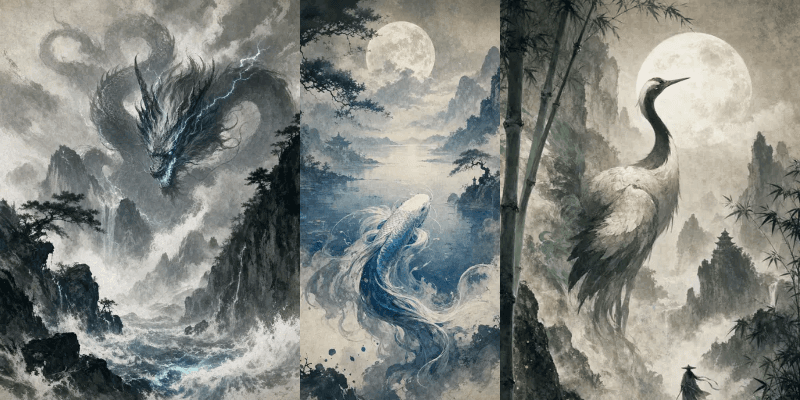 Example outputs from Ink Scroll Fantasy Illustrations